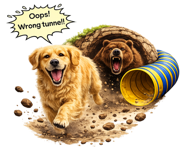 Oops! Wrong Tunnel - Golden Retriever