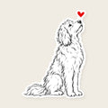 Goldendoodle Heart Decal - Doodle with a red heart, die-cut vinyl sticker