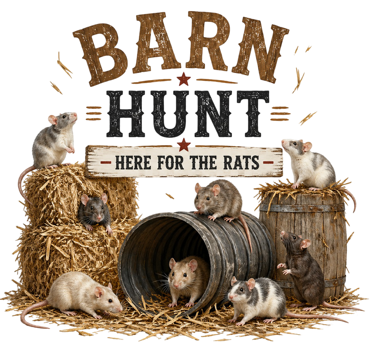 Barn Hunt: Here for the Rats Hay Bales shirt design