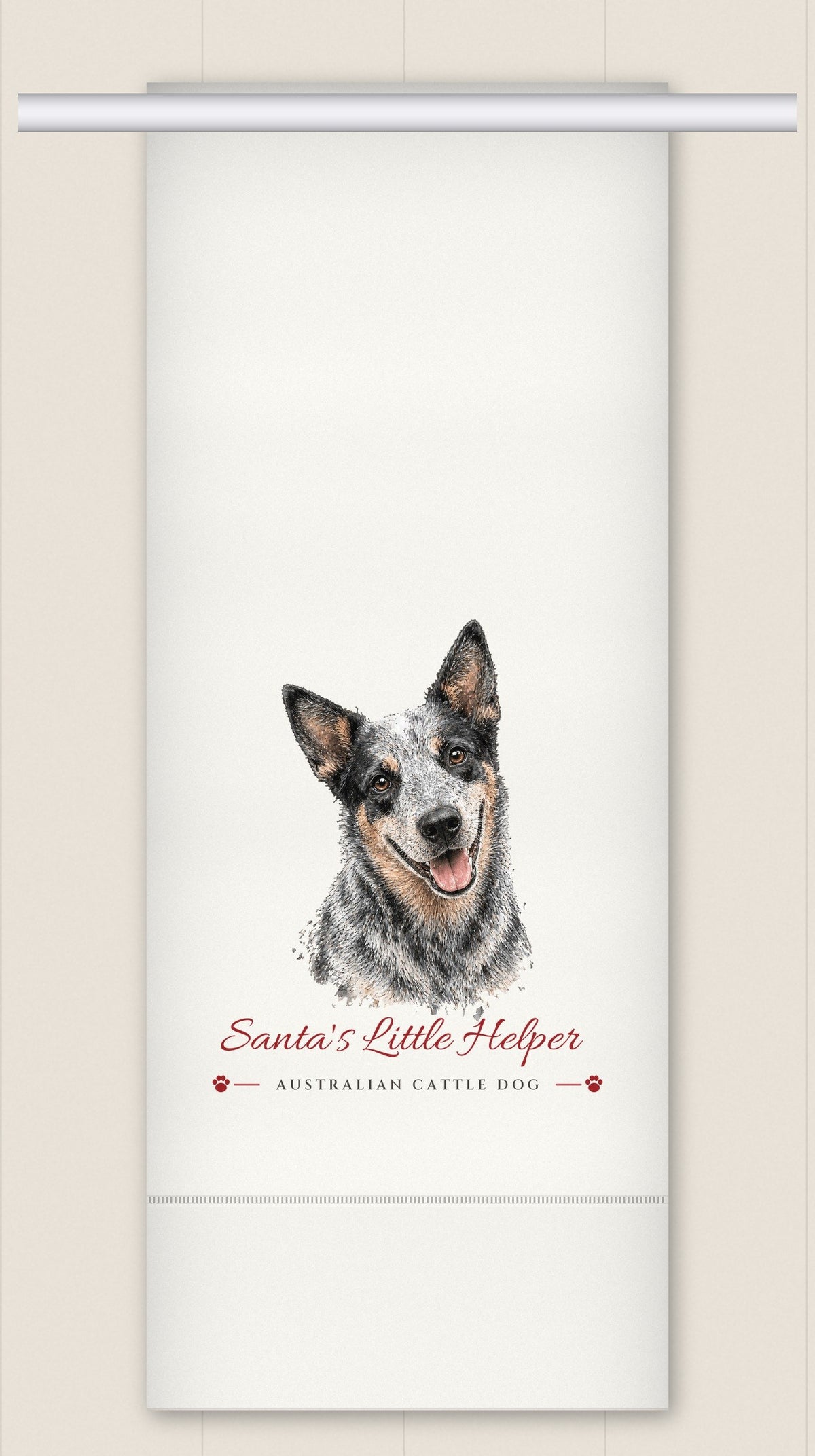 Australian Cattle Dog tea towel - Santa's Little Helper