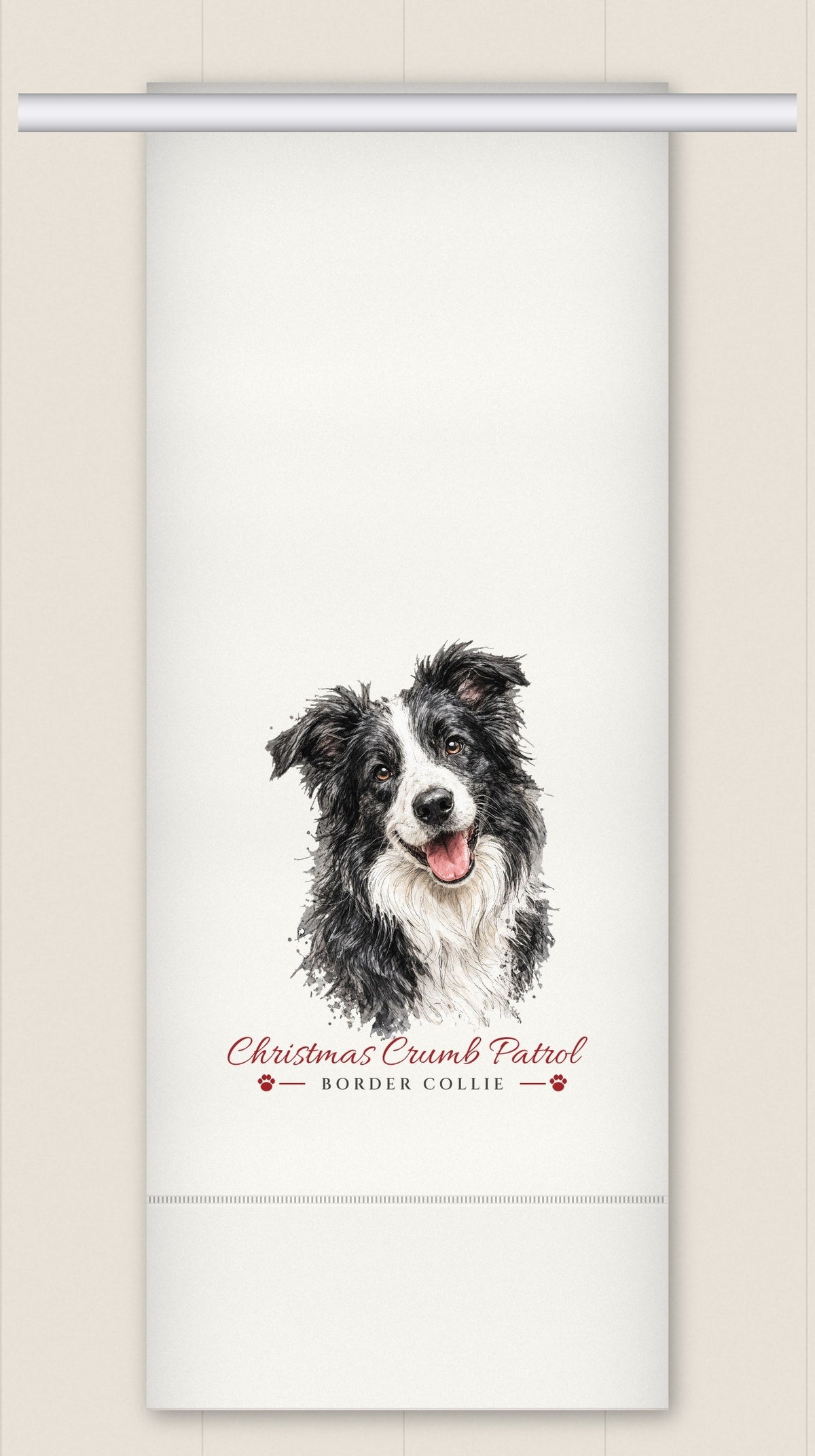 Border Collie tea towel - Christmas Crumb Patrol
