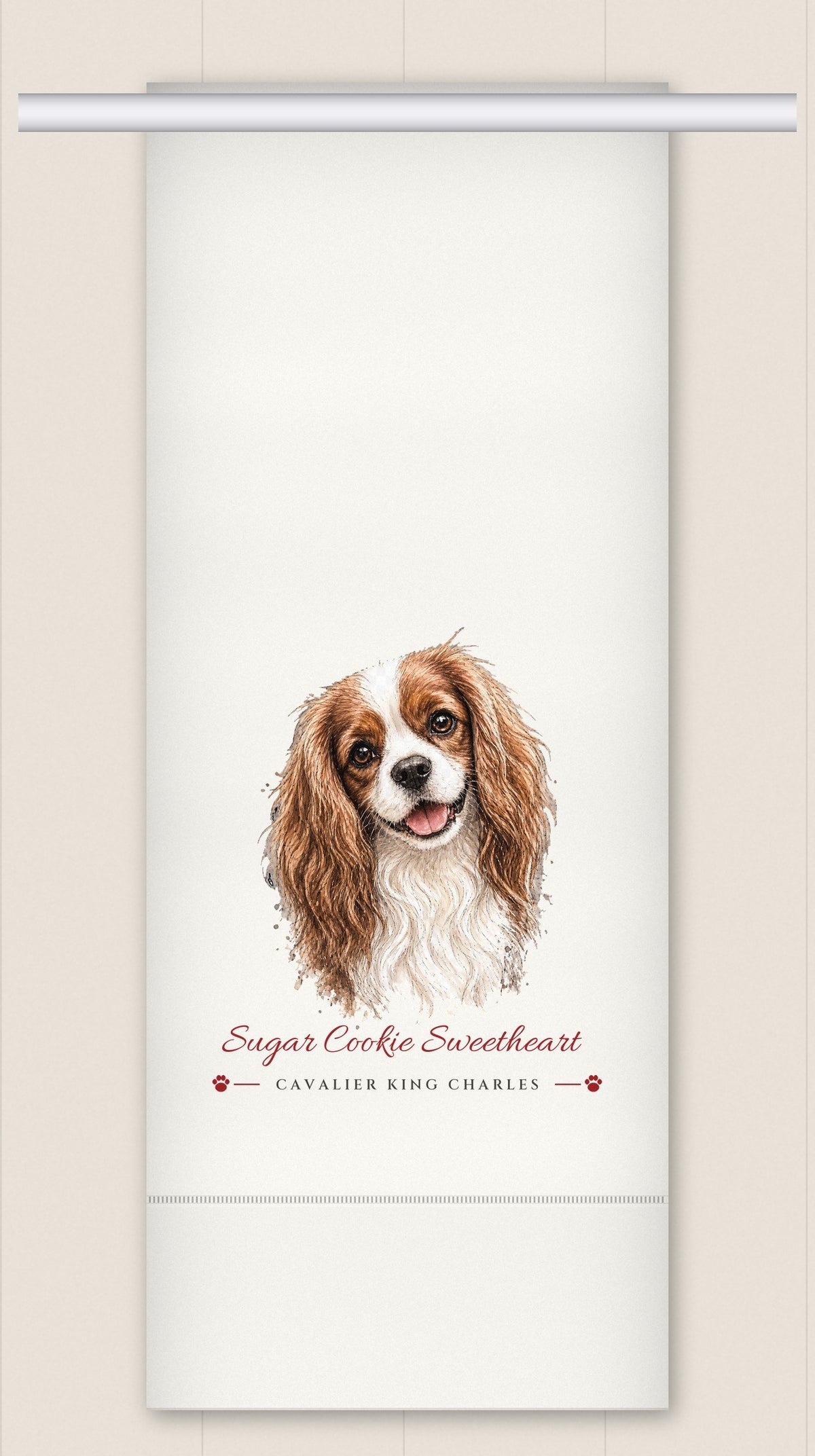 Cavalier King Charles Spaniel tea towel - Sugar Cookie Sweetheart