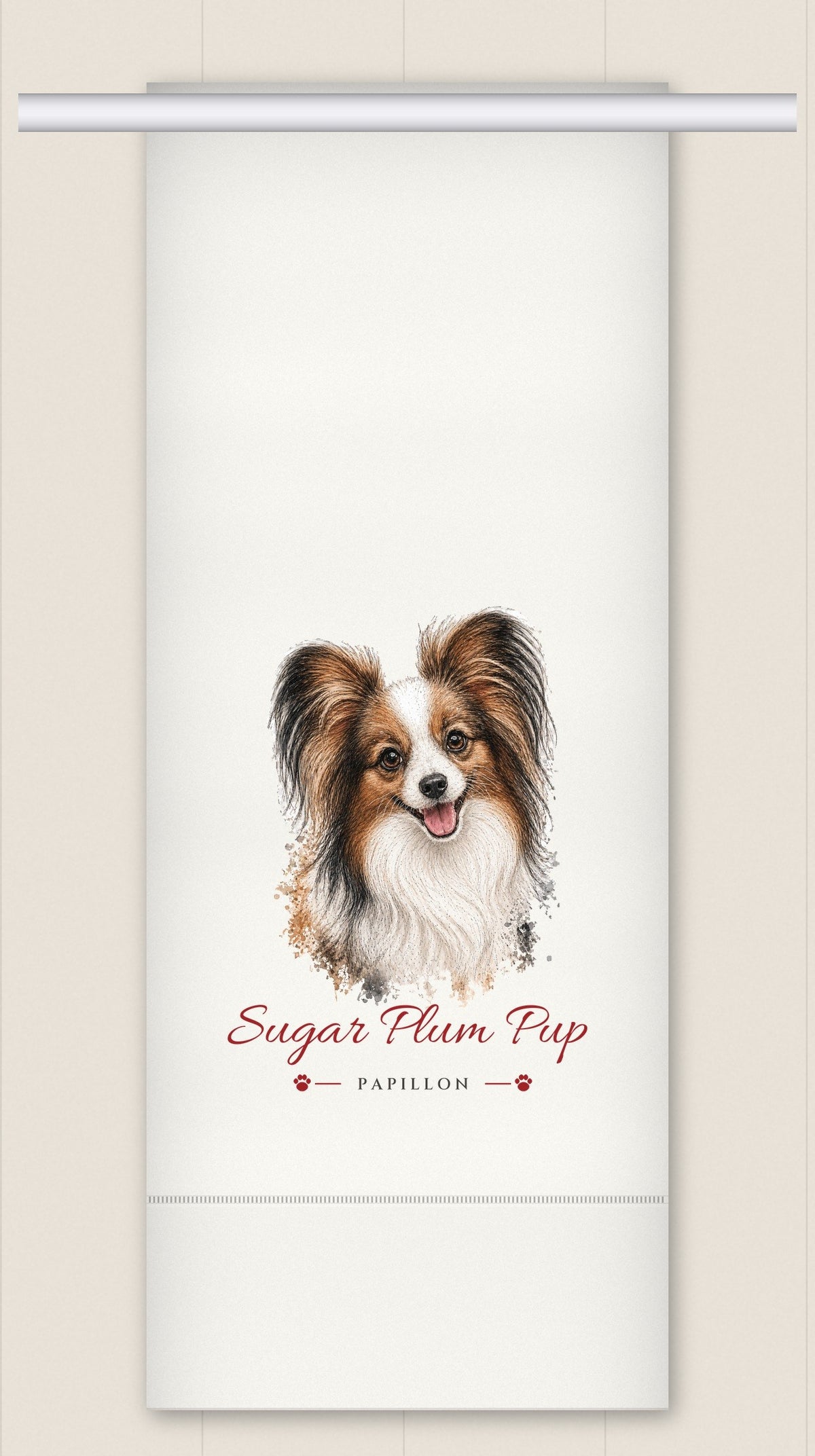 Papillon tea towel - Sugar Plum Pup