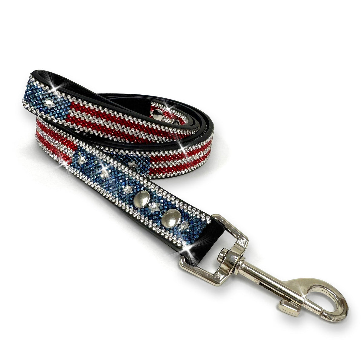 Jacqueline Kent Diamonds in the Ruff dog leash in American Flag