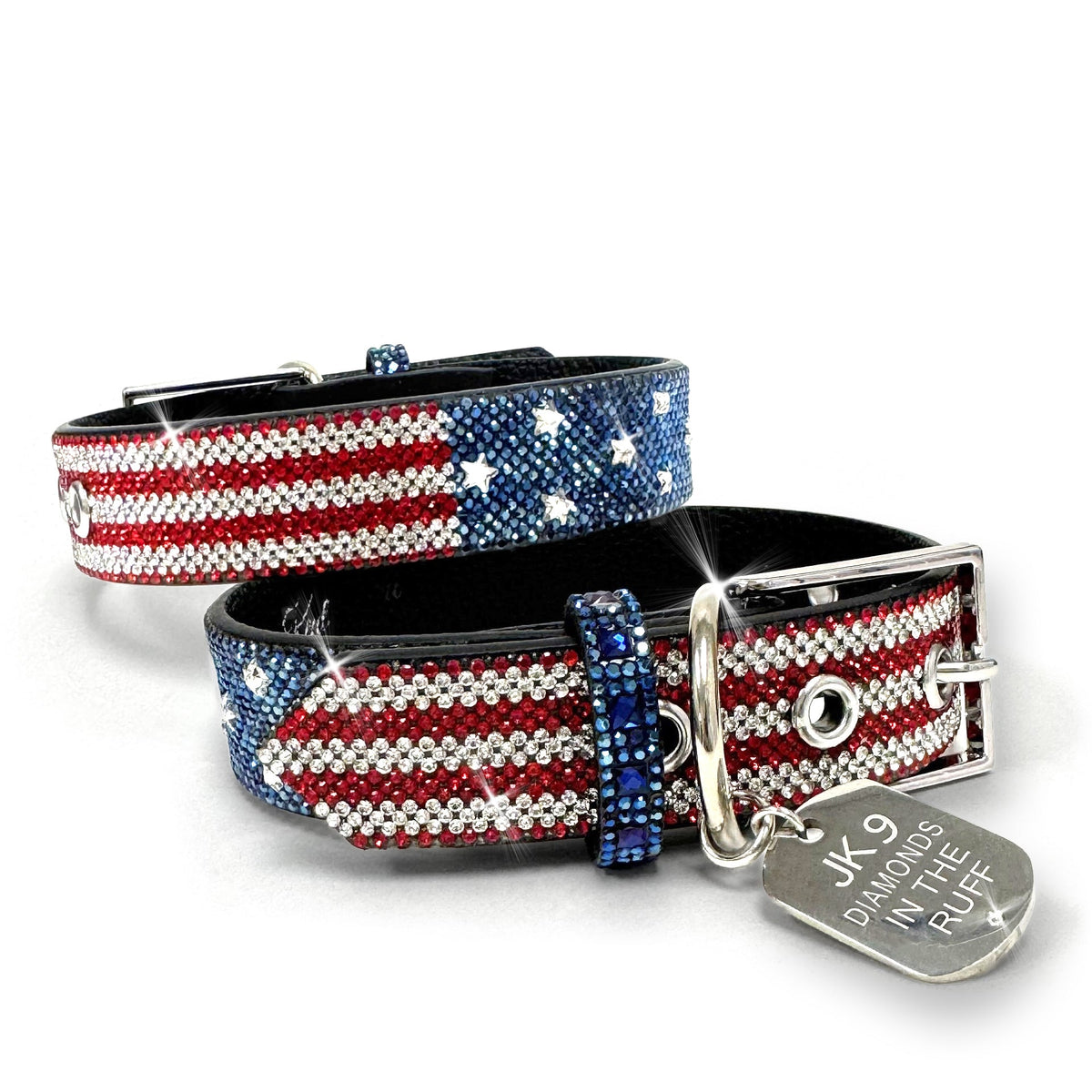 Jacqueline Kent Diamonds in the Ruff dog collar in American Flag, Medium
