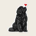 Newfoundland Heart Decal - Newfie with a red heart, die-cut vinyl sticker