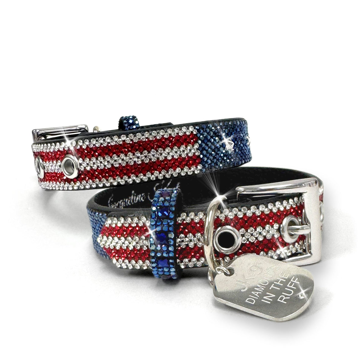 Jacqueline Kent Diamonds in the Ruff dog collar in American Flag, Small