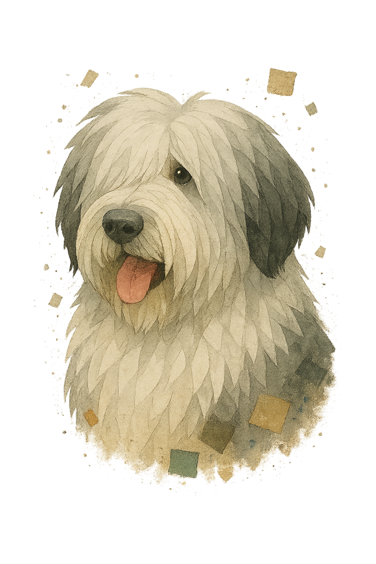 Sheepdog Watercolor - Cream shirt design