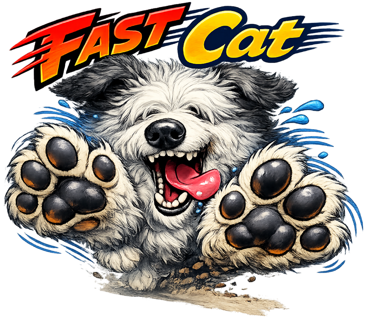 Fast CAT Big Paws Sheepdog shirt design