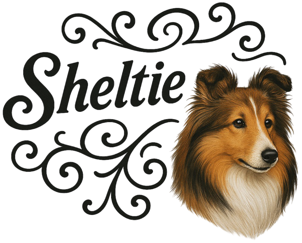 Sheltie Portrait & Script shirt design
