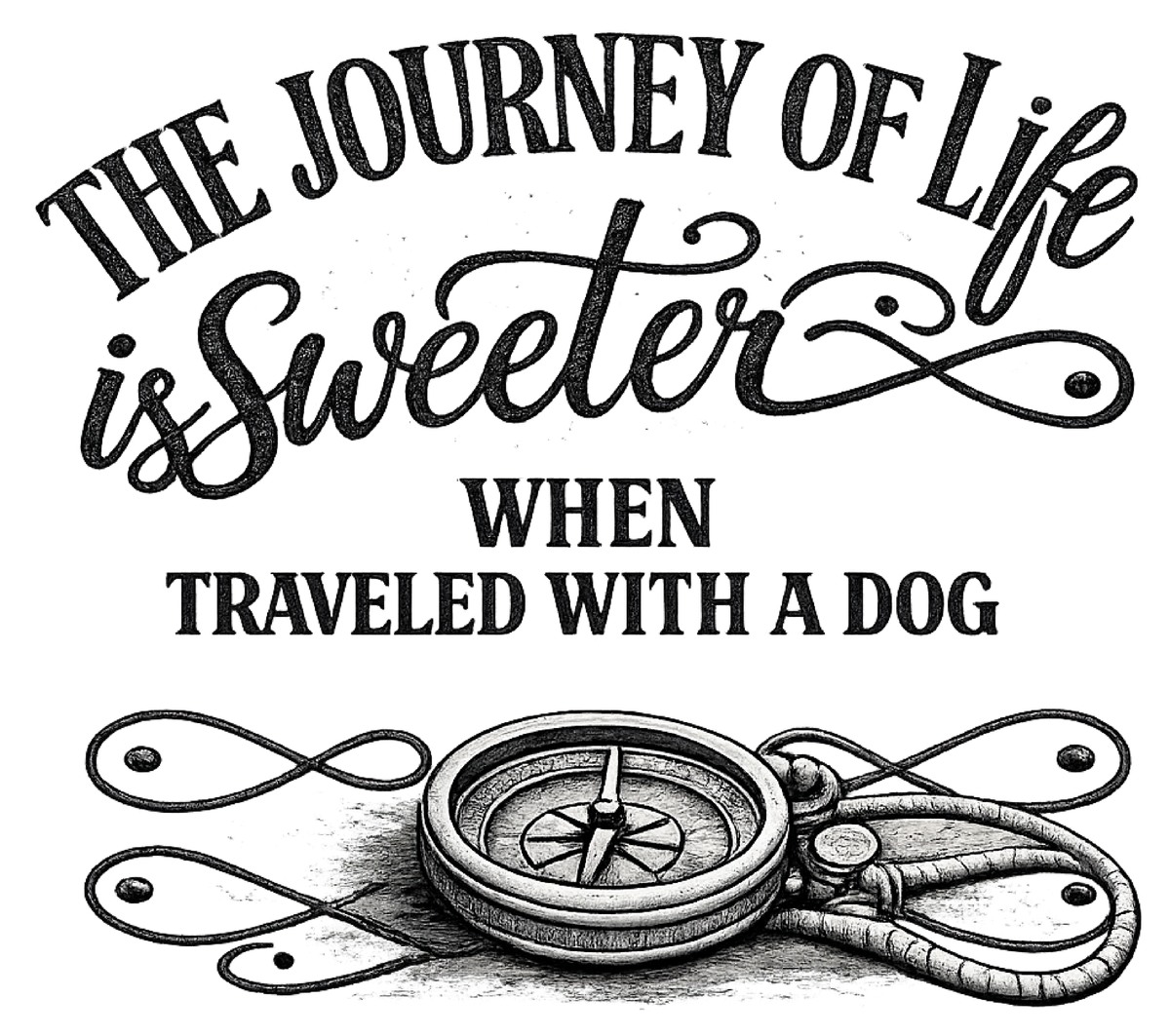 The Journey of Life Is Sweeter When Traveled with a Dog shirt design