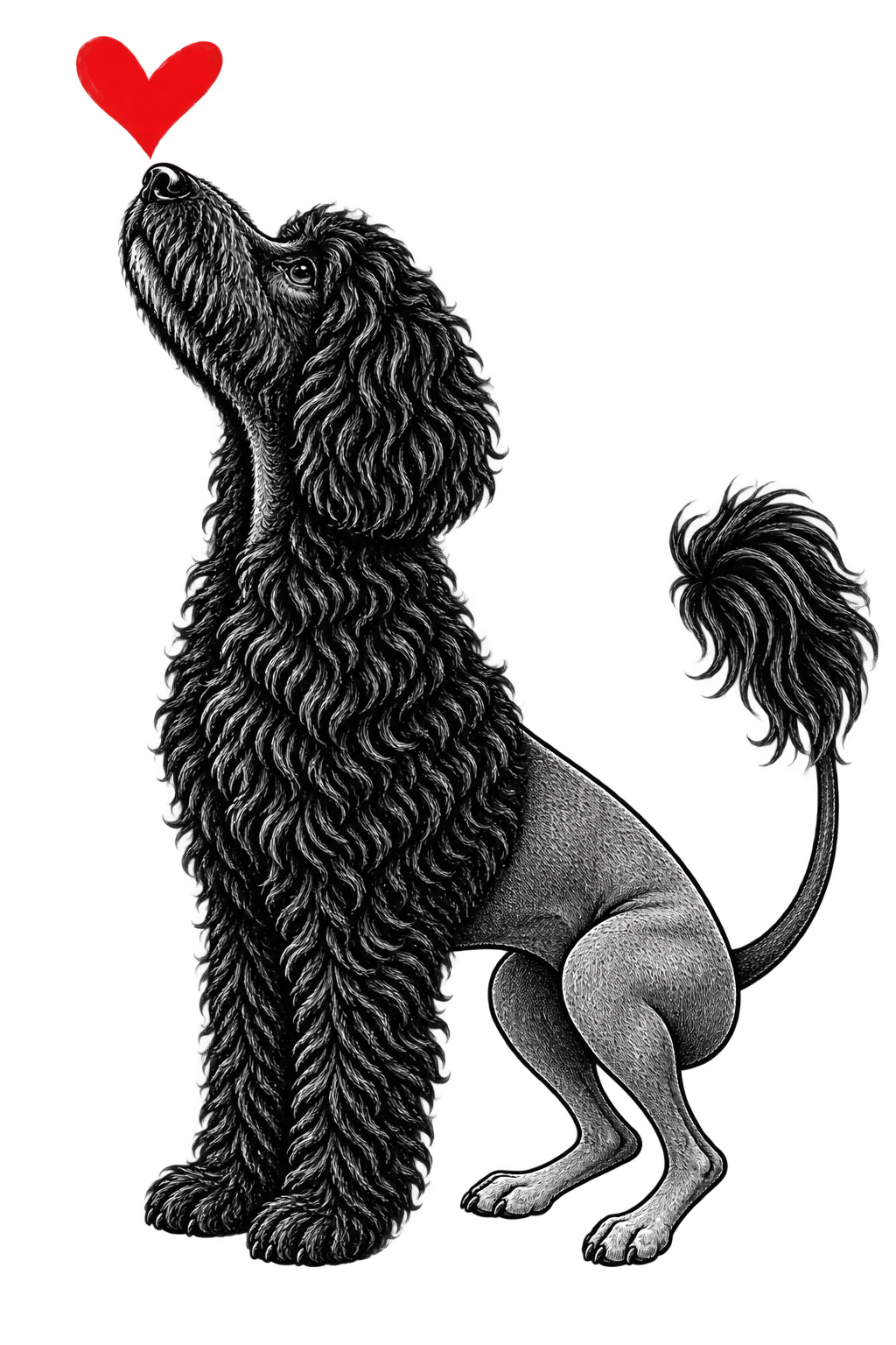 Portuguese Water Dog Heart - Black shirt design