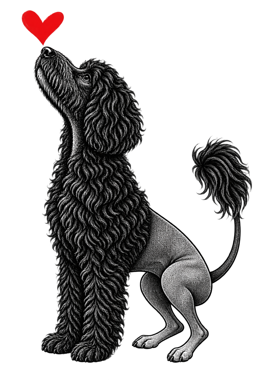 Portuguese Water Dog Heart - Black