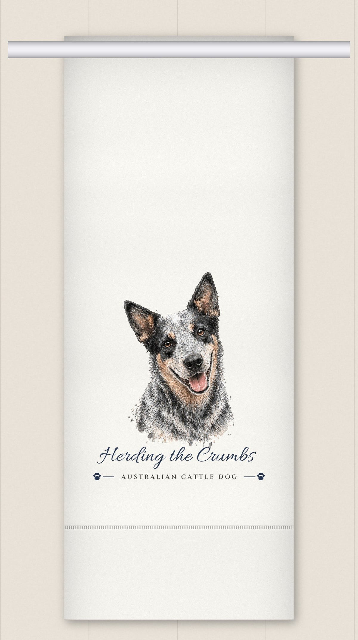 Australian Cattle Dog tea towel - Herding the Crumbs