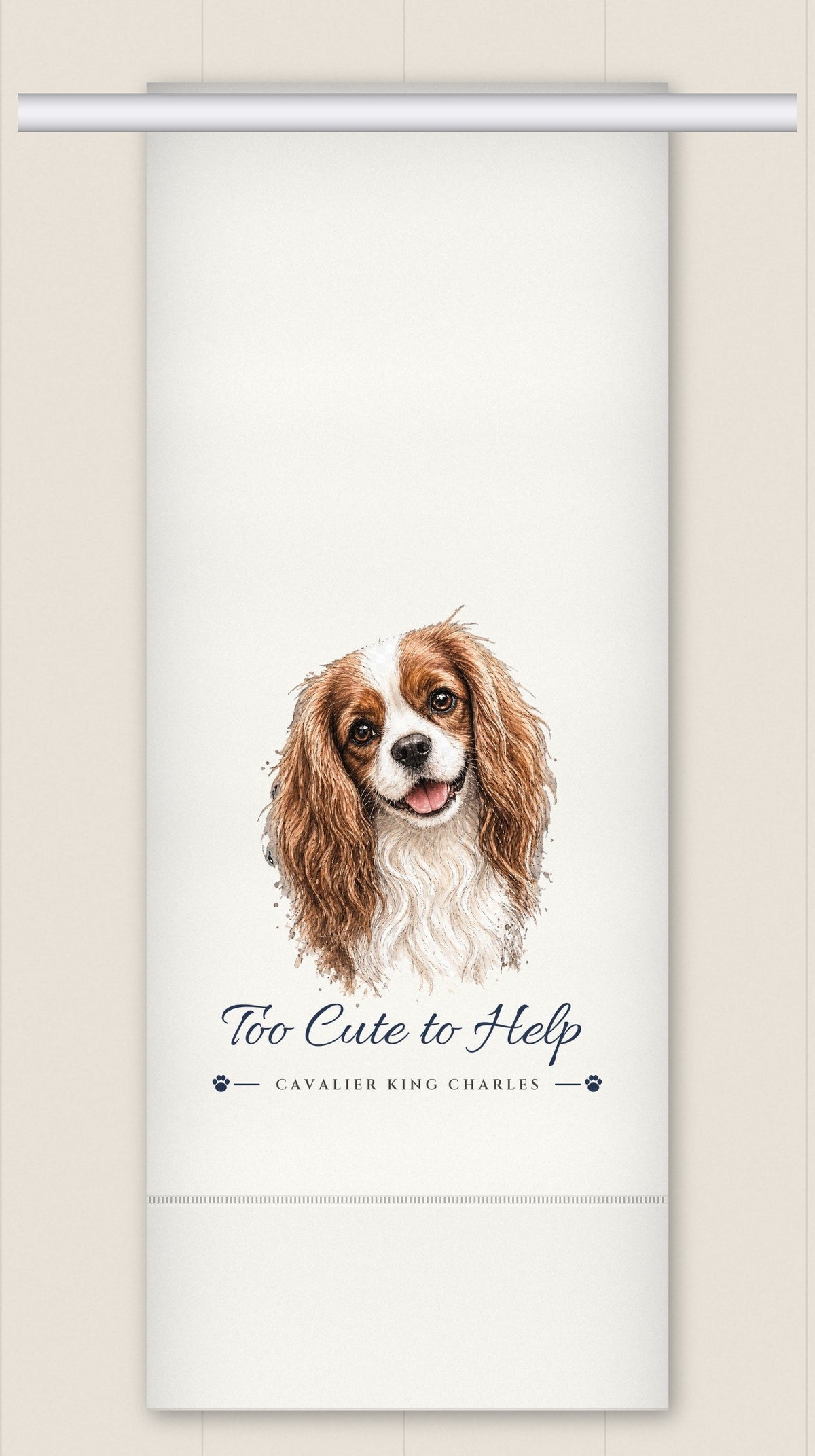 Cavalier King Charles Spaniel tea towel - Too Cute to Help