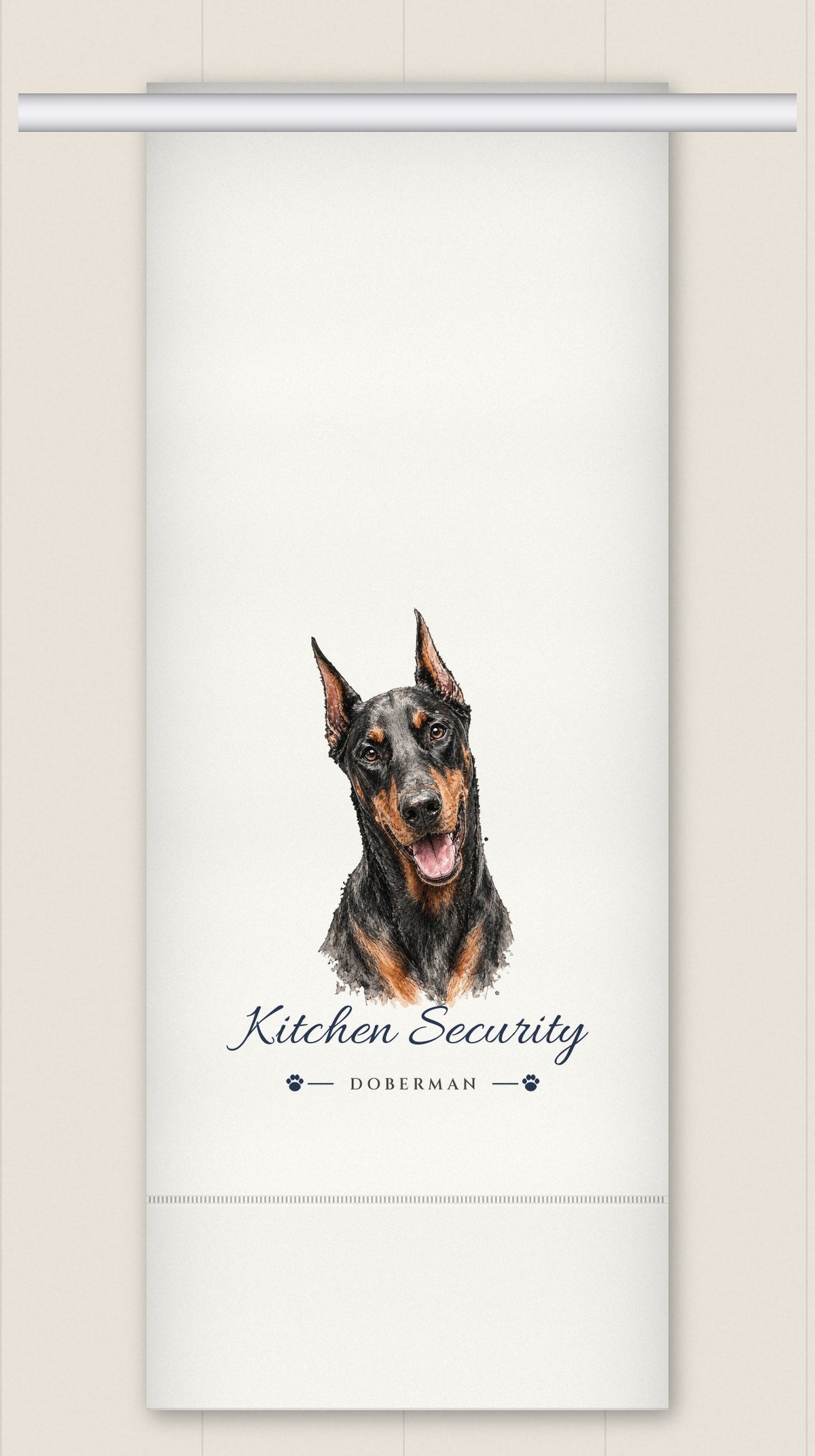 Doberman tea towel - Kitchen Security