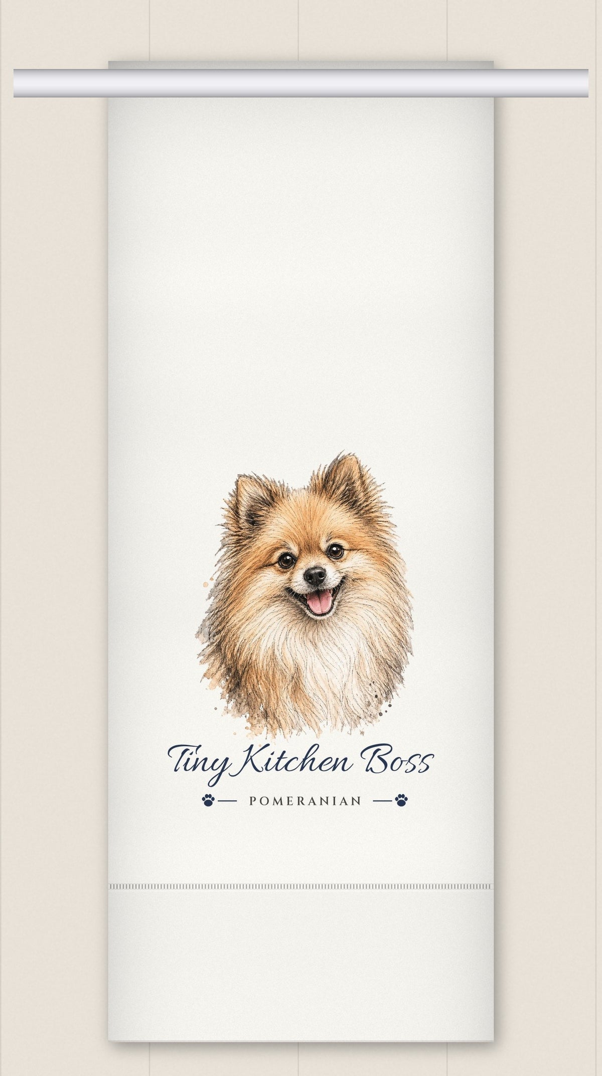 Pomeranian tea towel - Tiny Kitchen Boss