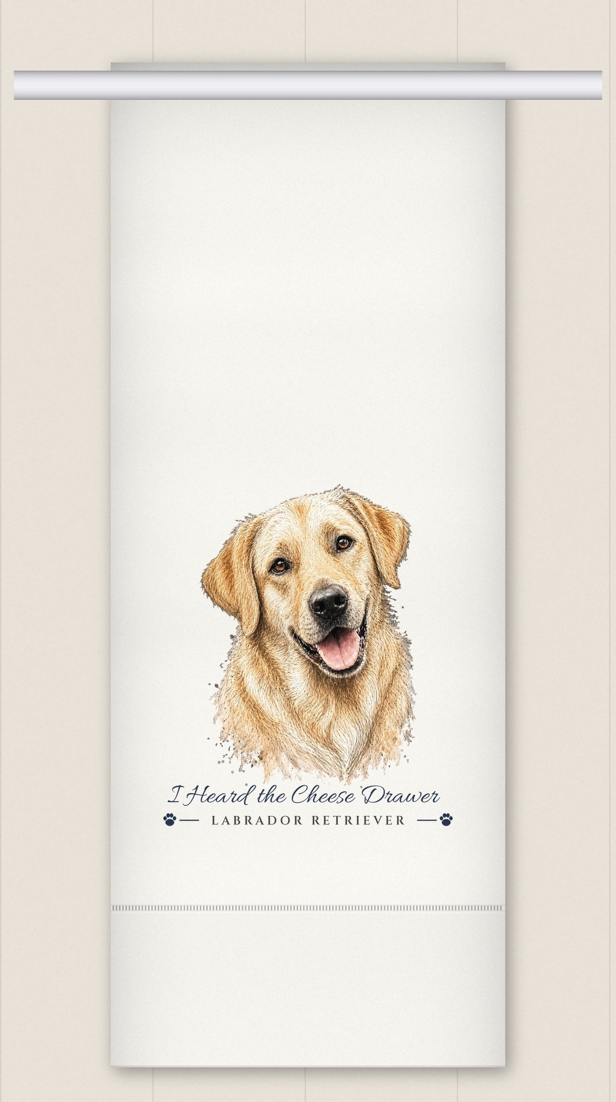 Labrador Retriever - Yellow Lab tea towel - I Heard the Cheese Drawer